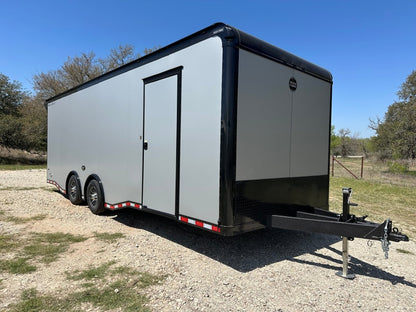 Wells Cargo MotorTrac Race Trailer 8.5'x24' Tandem Axle Trailer SILVER W BLACK OUT 1564 - J4 Trailer