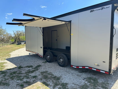 Wells Cargo MotorTrac Race Trailer 8.5'x24' Tandem Axle Trailer SILVER W BLACK OUT 1564 - J4 Trailer
