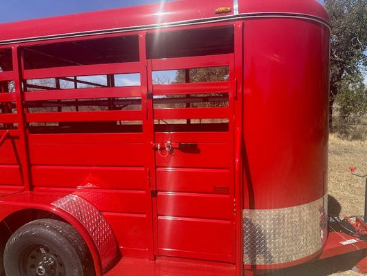 WW 5'x14'x6'2" All Around Livestock Tandem All Around Trailer RED 8591 - J4 Trailer
