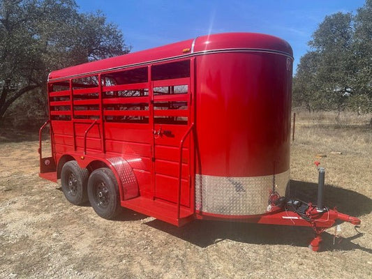 WW 5'x14'x6'2" All Around Livestock Tandem All Around Trailer RED 8591 - J4 Trailer