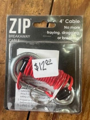 Zip Breakaway Cable - 6' Cable & Pin - J4 Trailer